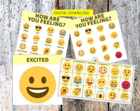 Emojis Feelings Chart Digital Print Etsy Australia