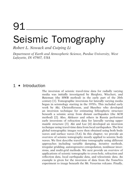 (PDF) Seismic Tomography