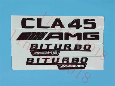 Gloss Black Flat Cla Amg Biturbo Trunk Embl Badge Sticker For