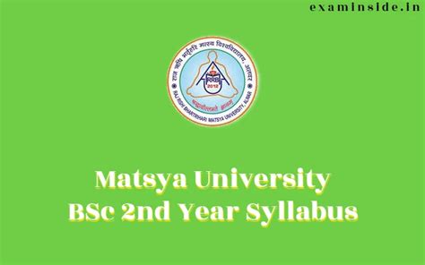 Check Matsya University BSC 2nd Year Syllabus 2024