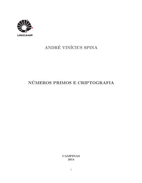 Pdf NÚmeros Primos E Criptografia Unicamprepositoriounicampbr