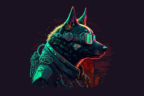 Dog Cyberpunk Vector Illustration Graphic by BreakingDots · Creative ...