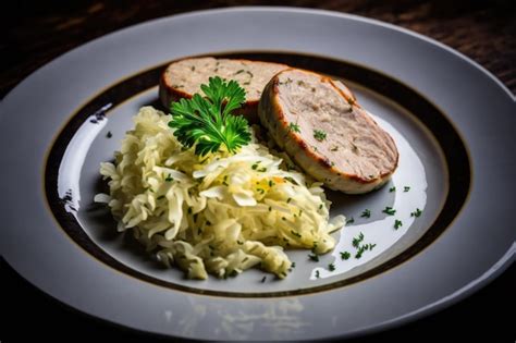 Salsicha Chucrute Prato Popular Na Alemanha Salsicha Branca E