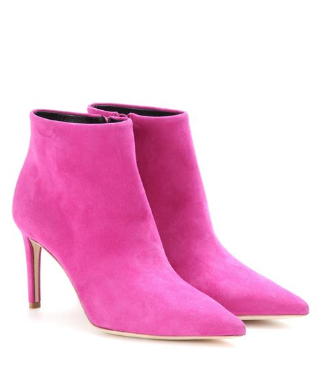 Balenciaga Suede Ankle Boots In Pink Lyst