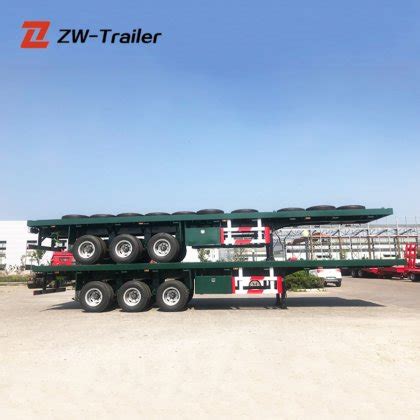 ZW Group 3 Axle Flatbed Container Semi Truck Trailer 60ft Flatbed