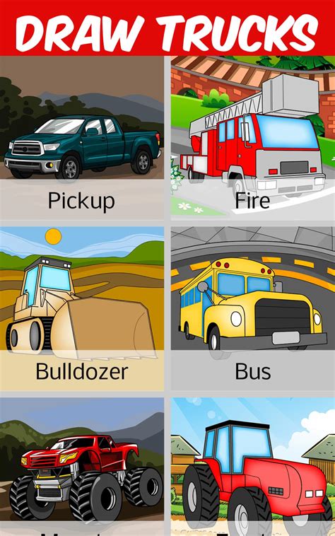 trucks to draw easy 3
