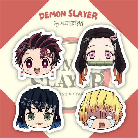 Demon Slayer Kimetsu No Yaiba Sticker Pack 4 Pcs Vinyl Waterproof Stickers Shopee Philippines