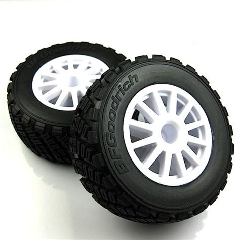 Traxxas 110 Rally Gravel Tires Mounted On White Spoked Wheels Tra7473