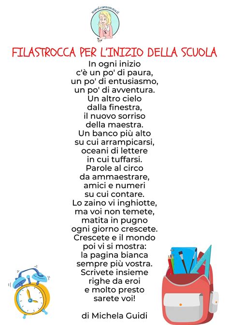 Poesie E Filastrocche Per Il Primo Giorno Di Scuola Maestraemamma