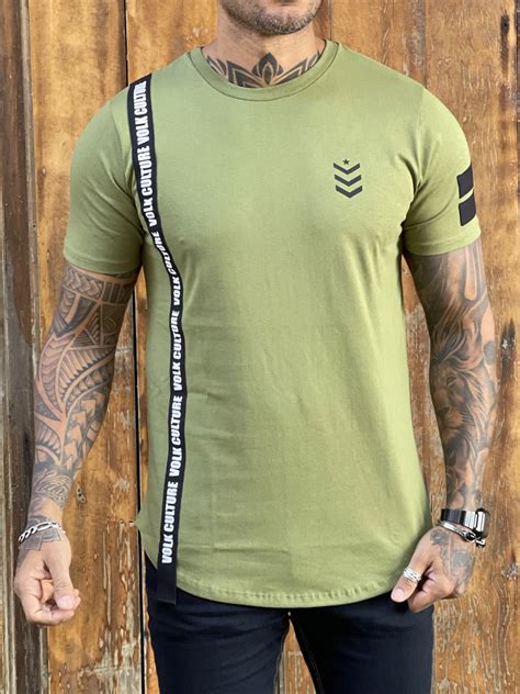 Camiseta Verde Militar Long Line Premium Volk Culture Volk Culture