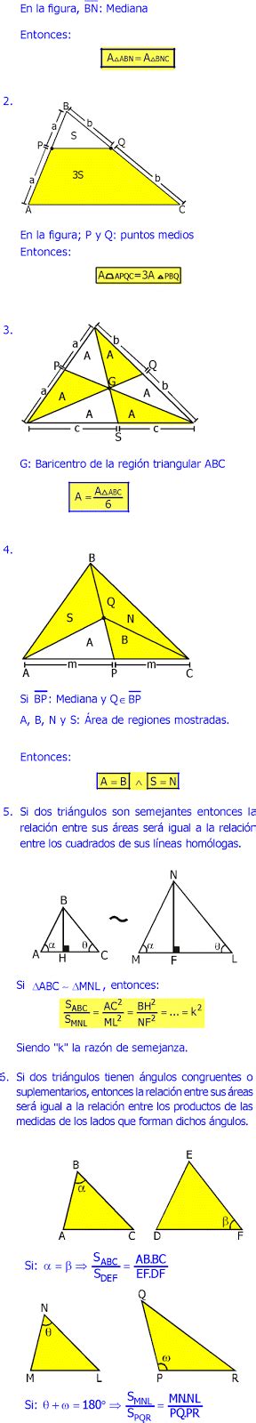 ÁREAS DE REGIONES TRIANGULARES FÓRMULAS Y PROPIEDADES DE GEOMETRIA