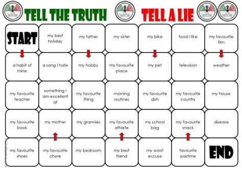 Tell the Truth/Tell a Lie Board Game…: English ESL worksheets pdf & doc