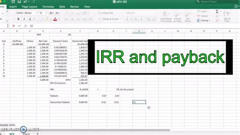 Irr And Payback Period Youtube