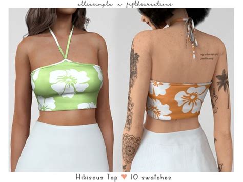 Elliesimple X Fifthscreations Hibiscus Top Early Access Summer Collection 2022 Sims 4