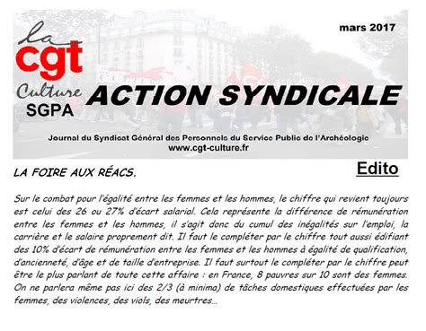 Action Syndicale Mars 2017 La CGT Culture