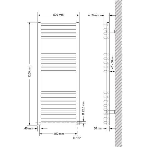 ECD Germany Radiador de baño eléctrico con varilla calefactora 1200W