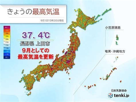 9月でも体温超えの気温続出 長野県では9月の最高気温を26年ぶりに更新（2023年9月1日）｜biglobeニュース