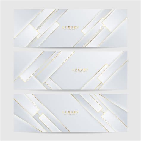 Premium Vector Set Of White And Gold Luxury Line Banner Background