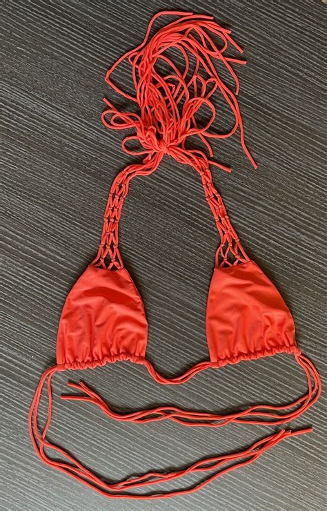 Mikoh Multi String Orange Triangle Swimsuit Bikini Gem