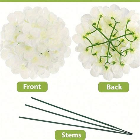 10 Piezas Cabezas De Flores De Hortensia Artificial De Seda Con Tallo