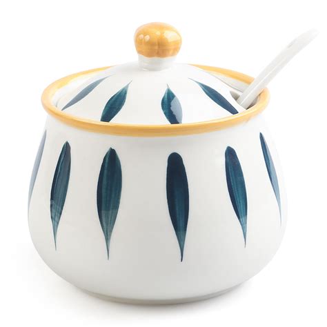 Amazon Mehrido Ceramic Sugar Bowl With Lid And Spoon 12 Oz