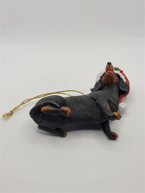 Vintage Danbury Mint Dachshund Wearing Santa Hat Christmas Etsy