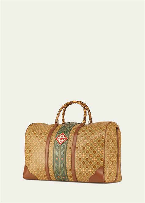 CASABLANCA Men's Monogram Leather Weekender Duffel Bag - Bergdorf Goodman