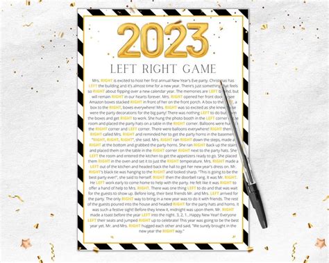 Left Right New Years 2023 Right Left Game New Years Eve Etsy New Year S Games New Years Eve