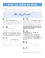 Cna Adl Coding Cheat Sheet