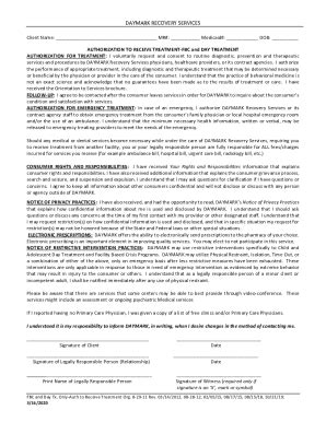 Fillable Online Authorization To Receive Treatment CRC REV10012013 Doc