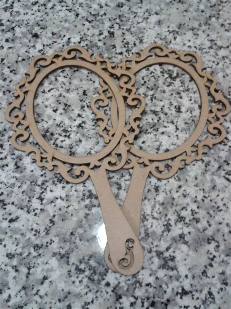 Marco Espejo De Mano Vintage Princesa En Madera Mdf Laser Bs