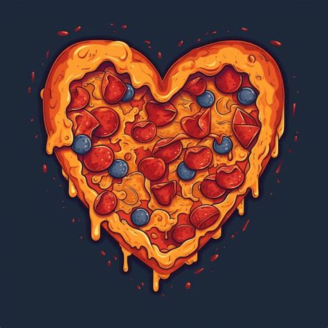 Premium AI Image A Close Up Of A Heart Shaped Pizza With Toppings On