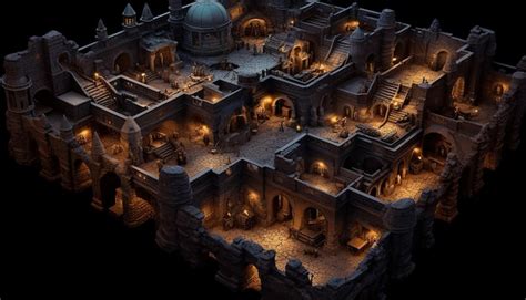 Premium Ai Image A Dungeons And Dragons Isometric Dungeon Map