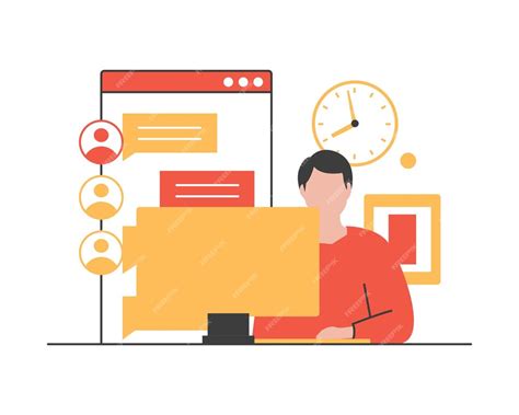 Premium Vector Man Working In Office Flat Vector Illustration