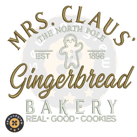 Mrs Claus Gingerbread Embroidery Design SewandGrew