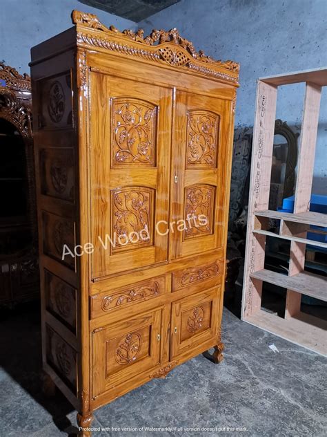 2 Doors Wooden Carved Handmade Wardrobe Almirah Almirah19 For Home