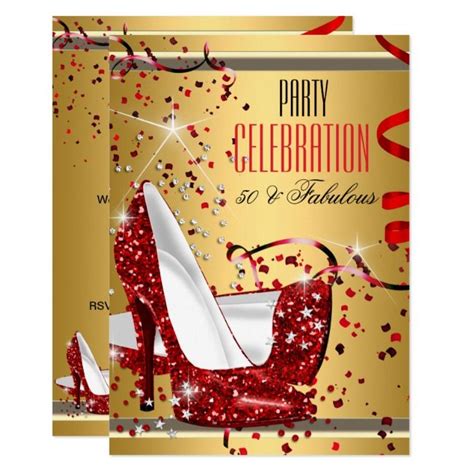 Red High Heel Shoes Birthday Party Invitation