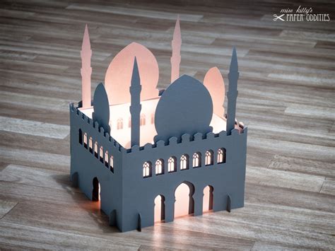 Windlicht Bastelset Moschee 3 Teilig XL Version Lichtgrau Zum