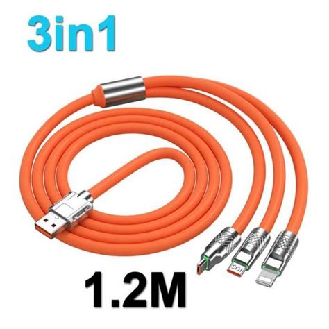 Câble Micro USB Type C à 8 broches chargeur rapide 3 en 1 2 en 1