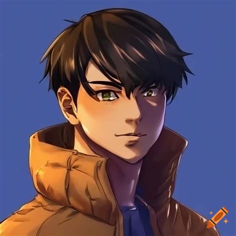 Anime Man With Blue Puffer Jacket And Short Black Hair On Craiyon