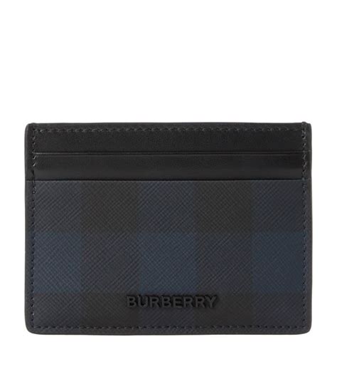 Burberry Leather Check Card Holder Blue Editorialist