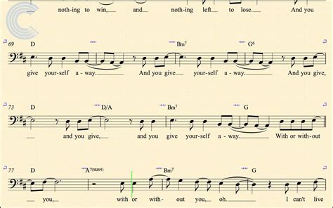 Cello With Or Without You U2 Sheet Music Chords Vocals In