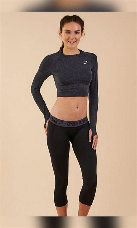 Gymshark Vital Seamless Long Sleeve Crop Top In Black Marl Womens