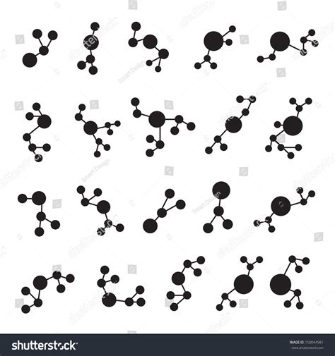 Molecule Icons Set Isolated On White Background Vector Illustration