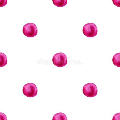 Seamless Pink Polka Dot Pattern Watercolor Abstract Background With