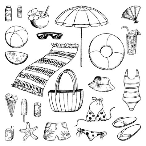 Set Mit S En Accessoires F R Einen Strandurlaub Urlaub Am Meer