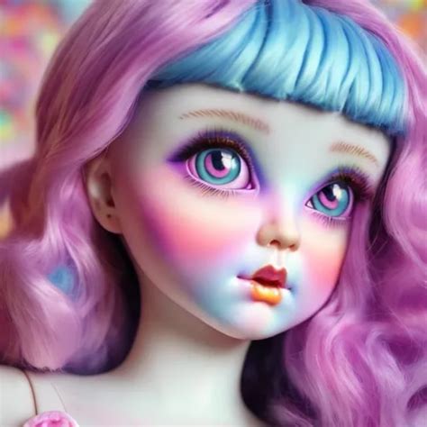 Porcelain Doll In The Style Of Lisa Frank