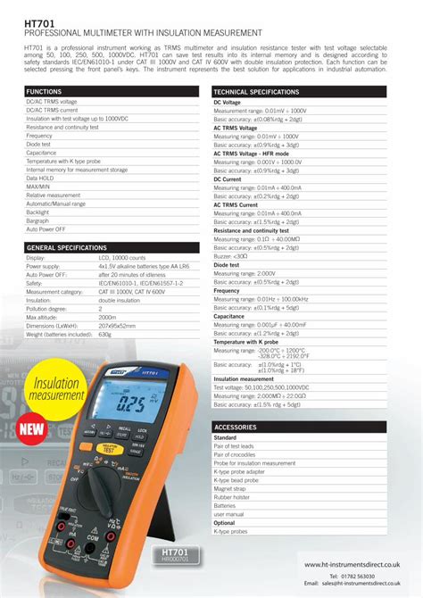 Pdf Professional Multimeter With Insulation Measurement Ht