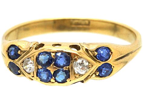 Edwardian 18ct Gold Sapphire And Diamond Ring 742s The Antique