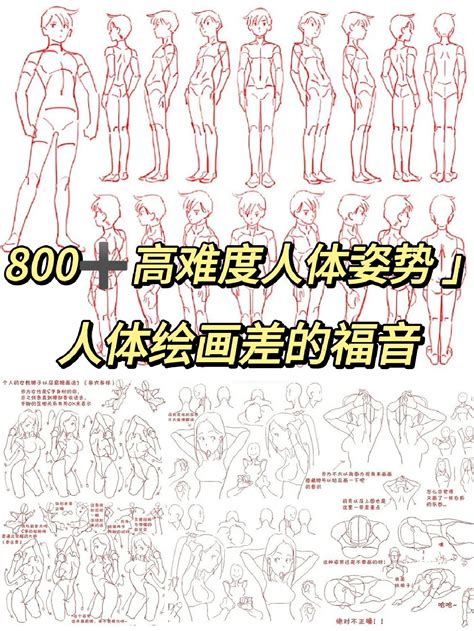 【板绘素材】800高难度人体姿势，人体练习不容错过！ 哔哩哔哩